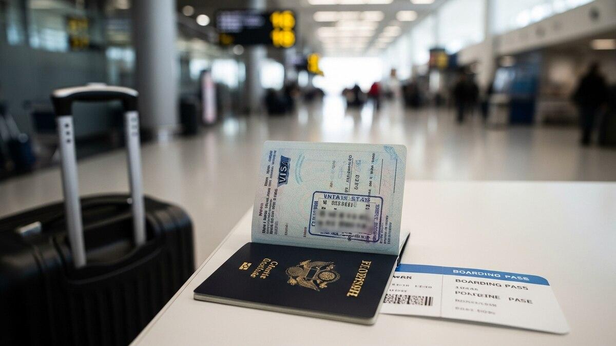 US visa and passport illustration
